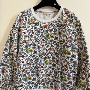 Boden White Floral Sweatshirt